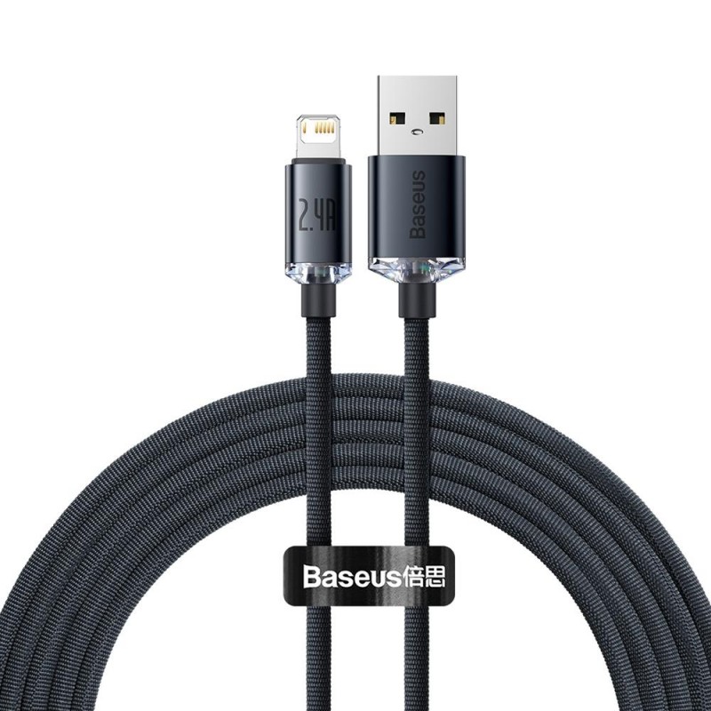 Baseus cable USB Lightning 8-pin 2,4A 2m Melns | mobilo.lv