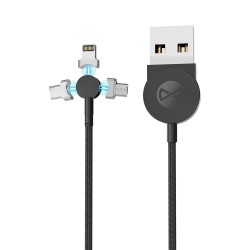 Universal 3in1 magnetic cable 1,0 m 2,5A Melns|mobilo.lv