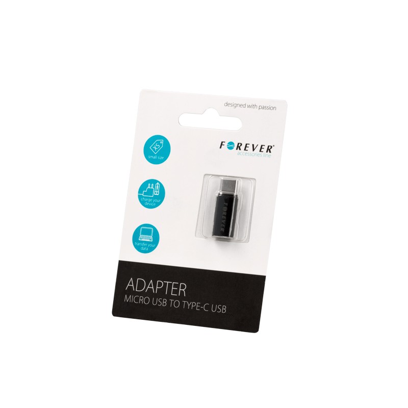 Universal adapter microUSB - USB-C Melns|mobilo.lv