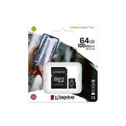 Kingston 64GB microSDXC cl. 10 UHS-I 100 MB/s + adapter -|mobilo.lv