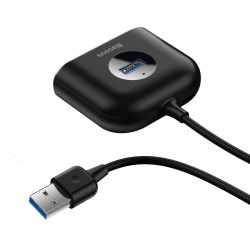 Baseus HUB Square USB 3.0 to 4x USB Melns