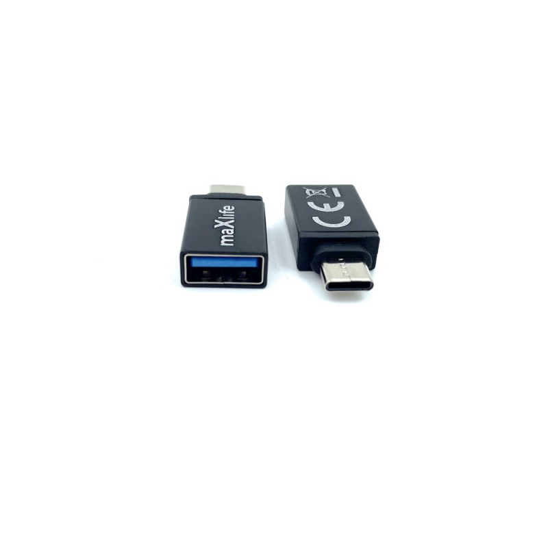 Maxlife USB 3.0 to USB-C adapter Melns | mobilo.lv