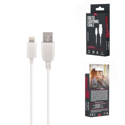 Universal USB - Lightning 2,0 m 2A Balts