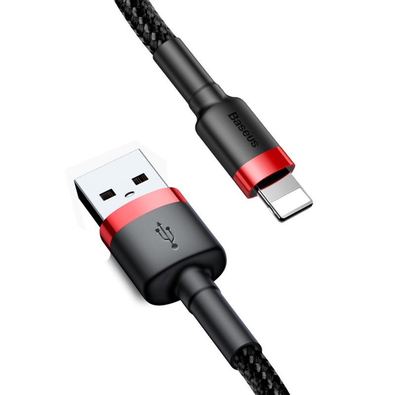 Baseus USB / Lightning QC3.0 2.4A 1M Melns - Sarkans | mobilo.lv