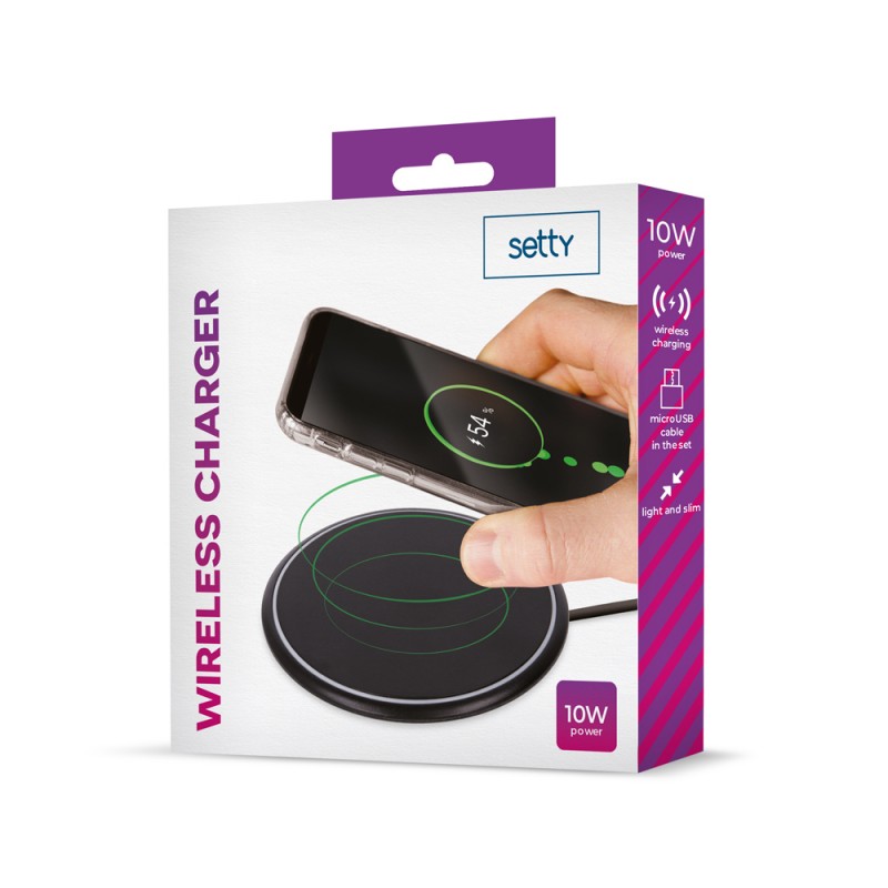 Setty wireless 10W Melns | mobilo.lv