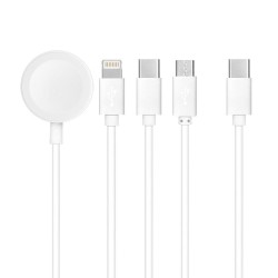 Universal Lightning 8-pin + Type C + Micro + Apple Watch 3W 1A C3186 Balts | mobilo.lv