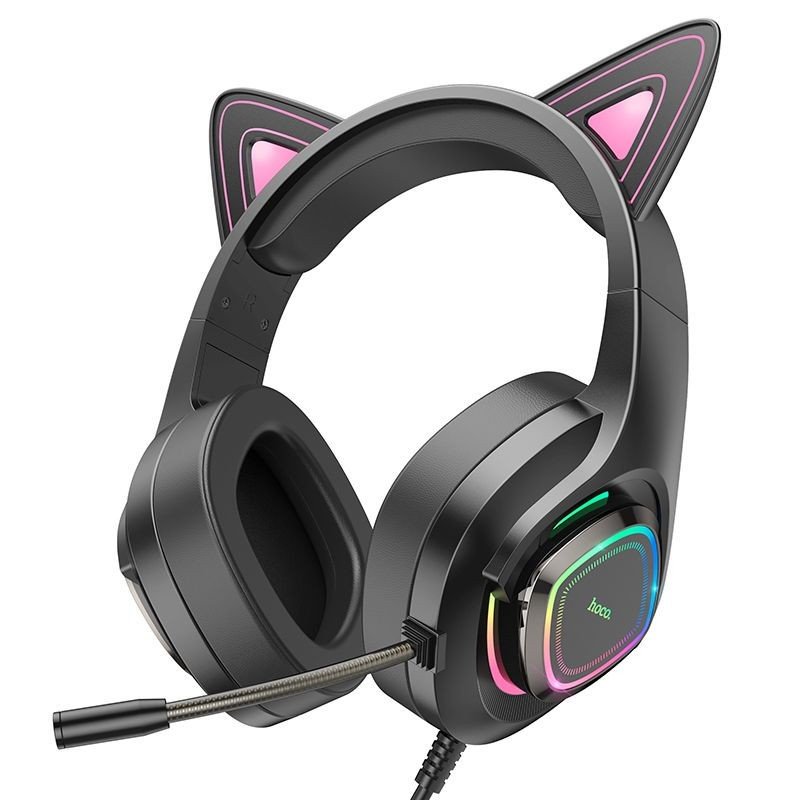 Hoco Gaming headphones Cute Cat Luminous W107 Melns