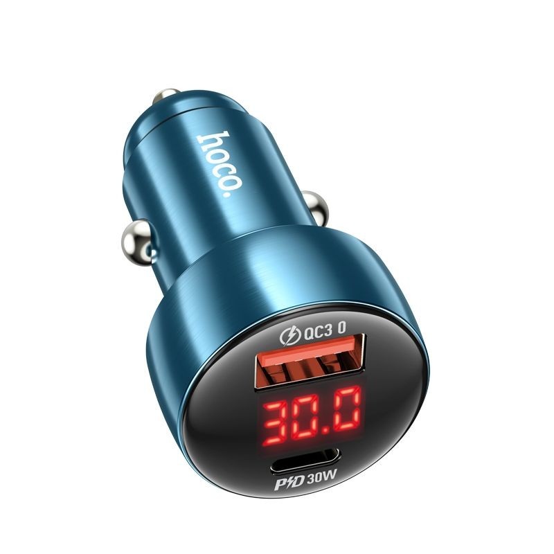 Universal car charger USB QC 3.0 + Type C PD 48W Leader Z50 Zils | mobilo.lv