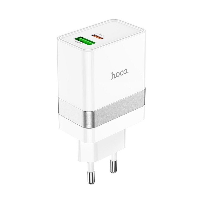 Universal travel charger Type C + USB QC3.0 Power Delivery 30W Starter N21 Balts | mobilo.lv