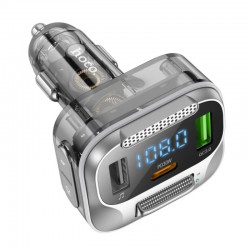 Universal car charger Bravery PD30W QC3.0 + transmitter FM Bluetooth Melns | mobilo.lv