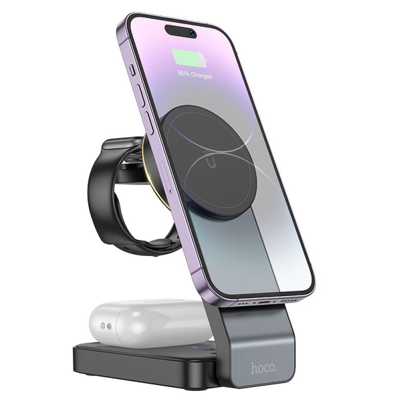 Universal wireless charger 3in1 15W compatible with MagSafe Motorcycle CQ3 Melns|mobilo.lv