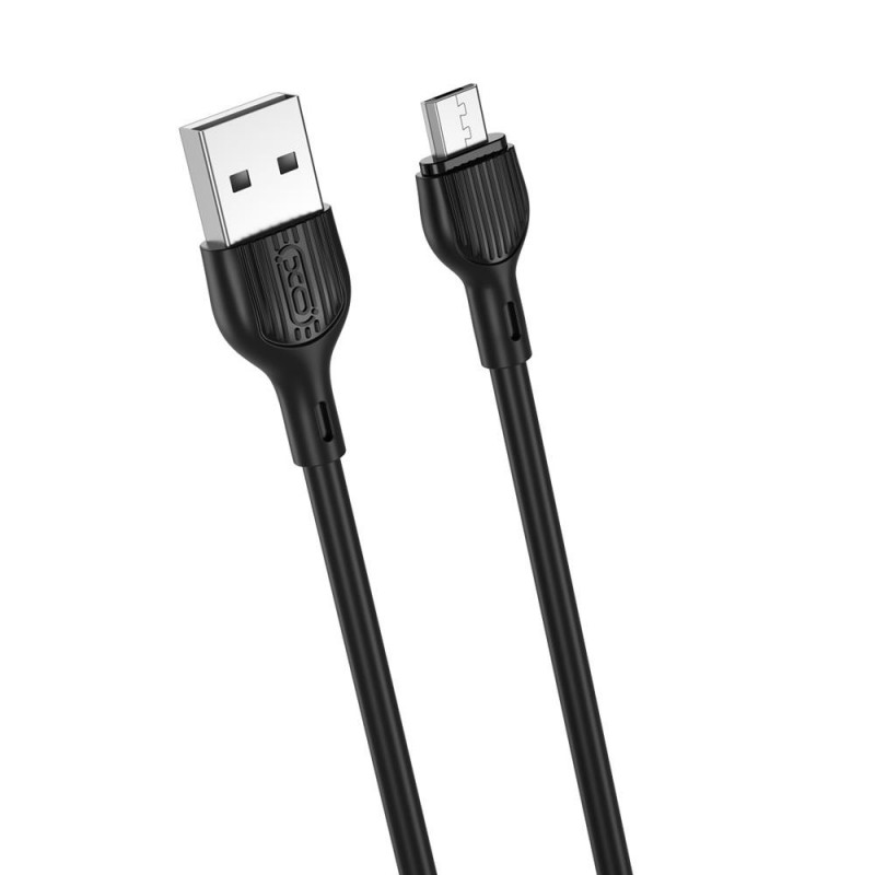 Universal USB - microUSB 1,0 m 2,1A Melns | mobilo.lv