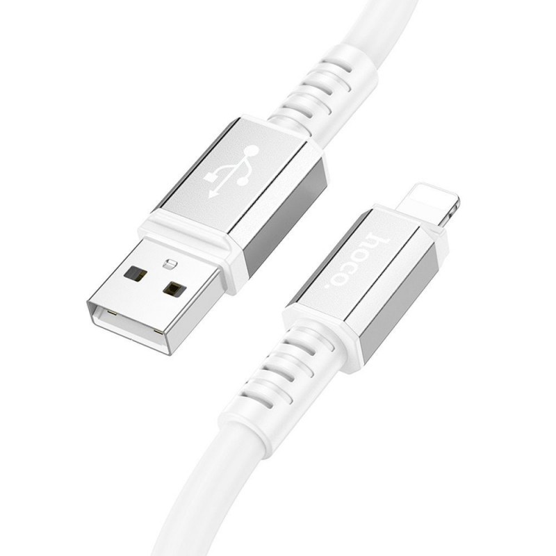 Universal cable USB A do iPhone Lightning 8-pin 2,4A Strength X85 1m Balts | mobilo.lv