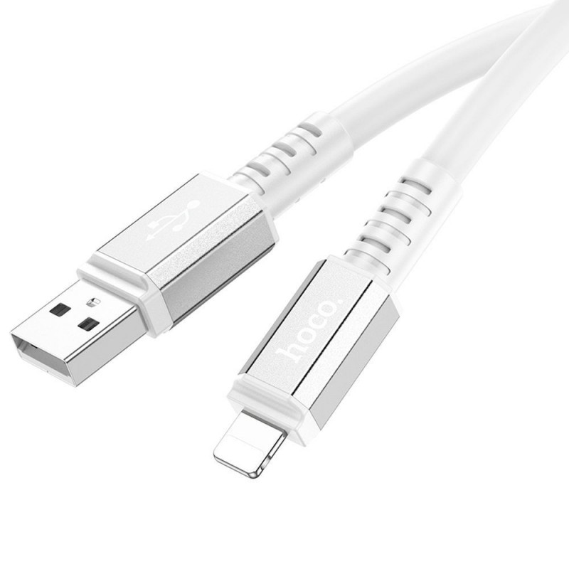 Universal cable USB A do iPhone Lightning 8-pin 2,4A Strength X85 1m Balts | mobilo.lv