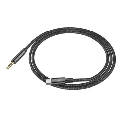 Universal cable AUX Audio Jack 3,5mm to Type C UPA19 1m Melns | mobilo.lv