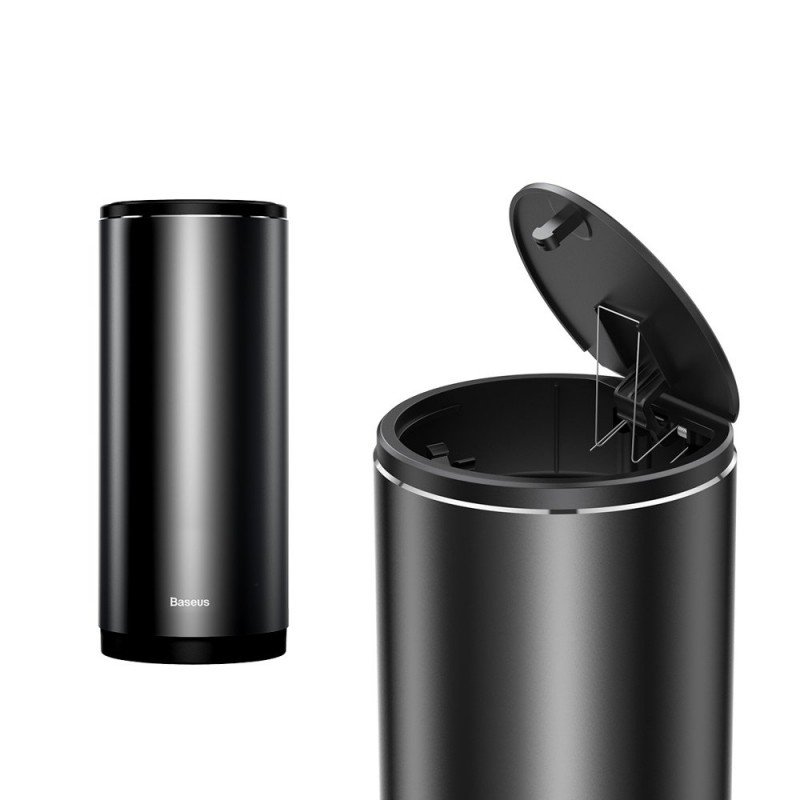 Universal Mini Car Waste Bin with Lid Black Melns