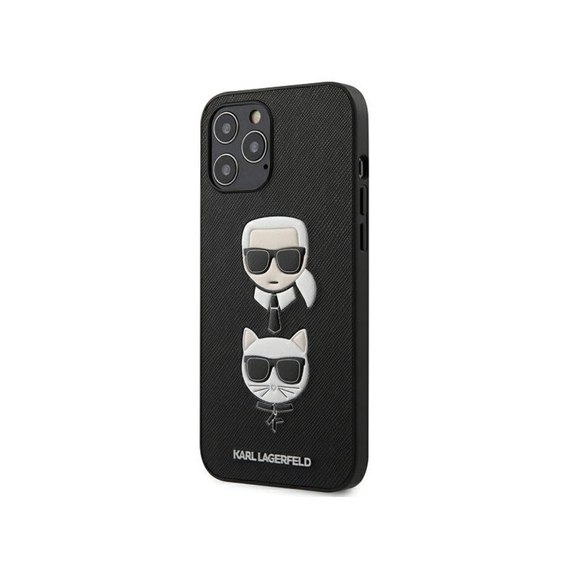 Karl Lagerfeld KLHCP12LSAKICKCBK iPhone 12 Pro Max 6,7" czarny/black hardcase Saffiano Ikonik Karl&Choupette Head|mobilo.lv