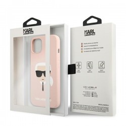 Karl Lagerfeld KLHCP13MSLKHLP iPhone 13 / 14 / 15 6,1" jasnoróżowy/light pink hardcase Silicone Karl`s Head|mobilo.lv