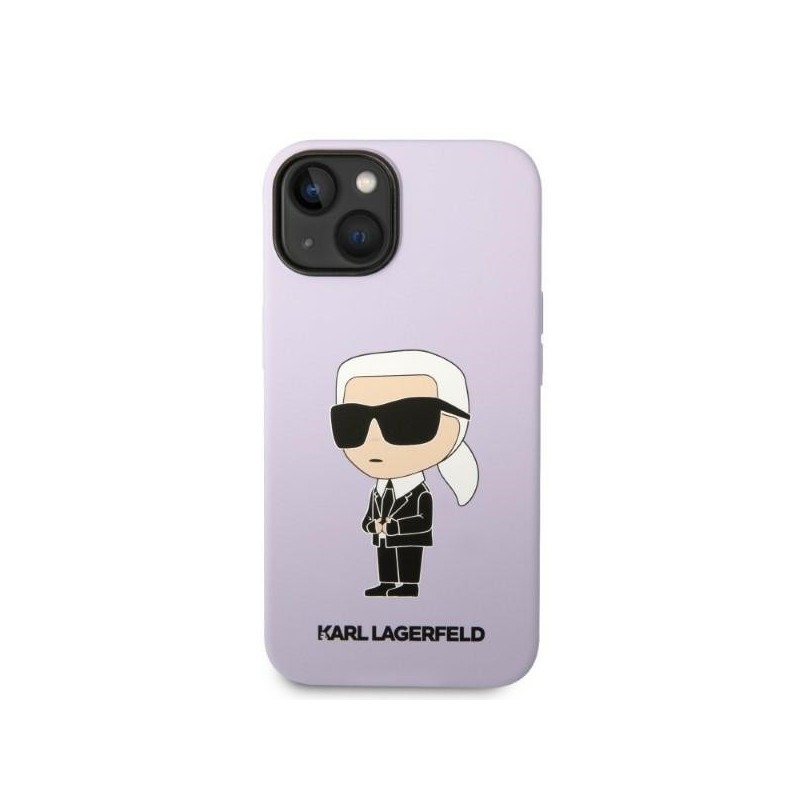 Karl Lagerfeld KLHCP14SSNIKBCU iPhone 14 / 15 / 13 6,1" hardcase purpurowy/purple Silicone Ikonik|mobilo.lv