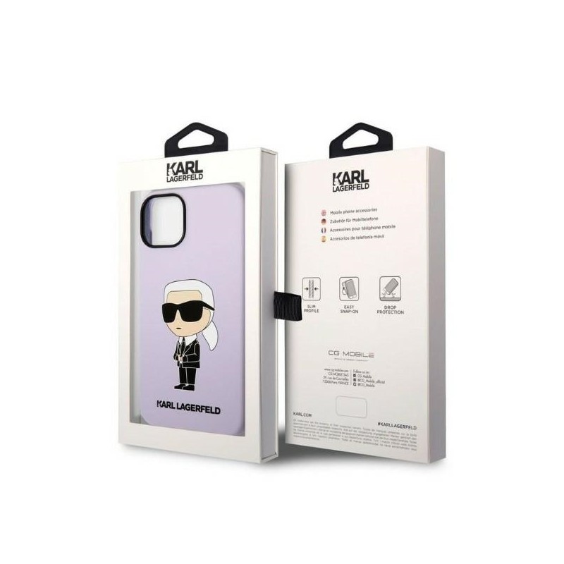 Karl Lagerfeld KLHCP14SSNIKBCU iPhone 14 / 15 / 13 6,1" hardcase purpurowy/purple Silicone Ikonik|mobilo.lv