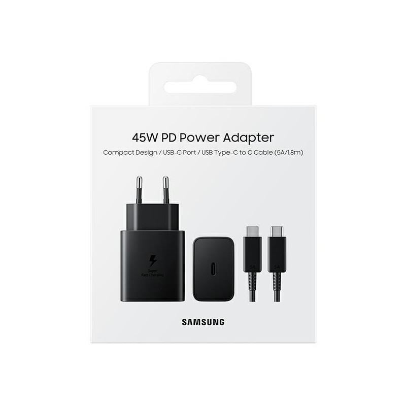 Samsung Samsung Fast Charger USB-C 3A 45W Melns | mobilo.lv