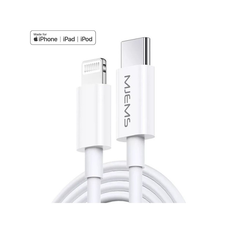 Apple MFI LIGHTNING SJ329 TYPE-C 1.2M Balts | mobilo.lv