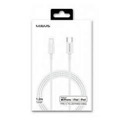 Apple MFI LIGHTNING SJ329 TYPE-C 1.2M Balts | mobilo.lv