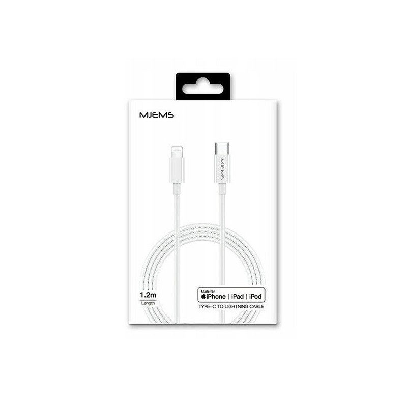 Apple MFI LIGHTNING SJ329 TYPE-C 1.2M Balts | mobilo.lv