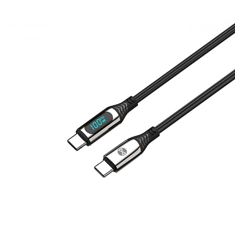 Universal USB-C to USB-C 1m 100w Melns | mobilo.lv