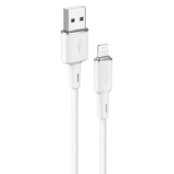 Apple cable USB A tp Lightning 8-pin MFi 2,4A C2-02 silicone 1,2m Balts