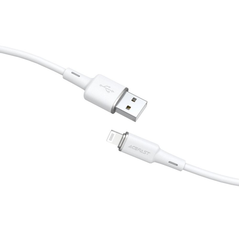 Apple cable USB A tp Lightning 8-pin MFi 2,4A C2-02 silicone 1,2m Balts|mobilo.lv