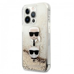 Karl Lagerfeld KLHCP13XKICGLD iPhone 13 Pro Max 6,7" złoty/gold hardcase Liquid Glitter Karl&Choupette Head|mobilo.lv