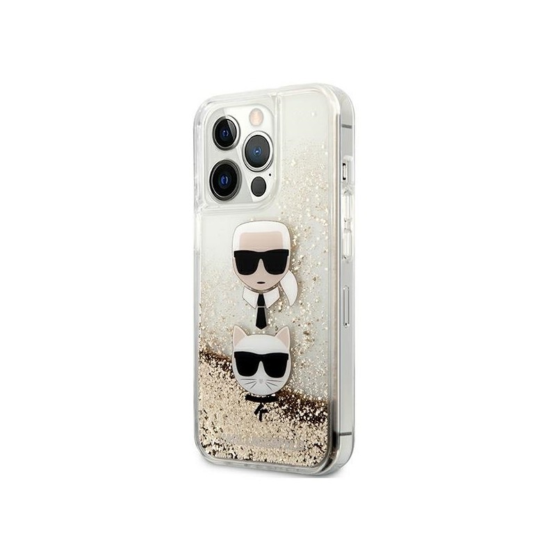 Karl Lagerfeld KLHCP13XKICGLD iPhone 13 Pro Max 6,7" złoty/gold hardcase Liquid Glitter Karl&Choupette Head|mobilo.lv