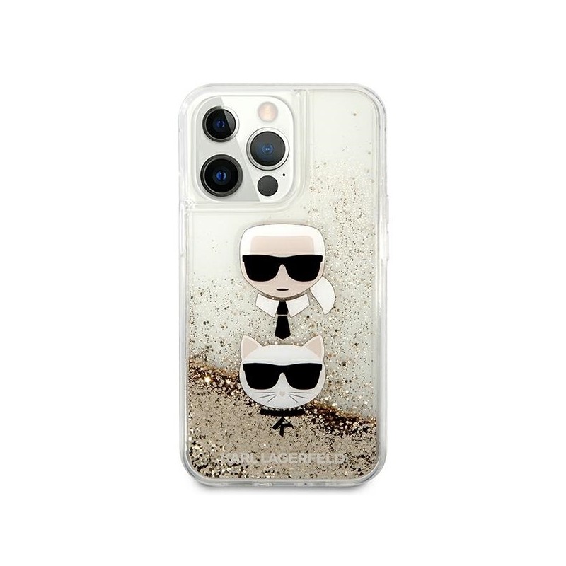 Karl Lagerfeld KLHCP13XKICGLD iPhone 13 Pro Max 6,7" złoty/gold hardcase Liquid Glitter Karl&Choupette Head|mobilo.lv