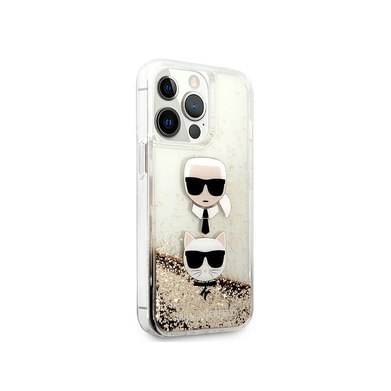 Karl Lagerfeld KLHCP13XKICGLD iPhone 13 Pro Max 6,7" złoty/gold hardcase Liquid Glitter Karl&Choupette Head|mobilo.lv