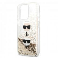 Karl Lagerfeld KLHCP13XKICGLD iPhone 13 Pro Max 6,7" złoty/gold hardcase Liquid Glitter Karl&Choupette Head|mobilo.lv