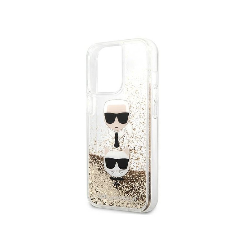 Karl Lagerfeld KLHCP13XKICGLD iPhone 13 Pro Max 6,7" złoty/gold hardcase Liquid Glitter Karl&Choupette Head|mobilo.lv