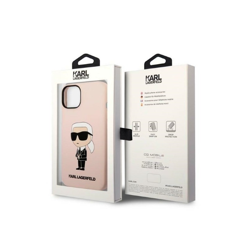 Karl Lagerfeld KLHCP14MSNIKBCP iPhone 14 Plus / 15 Plus 6,7" hardcase różowy/pink Silicone Ikonik|mobilo.lv