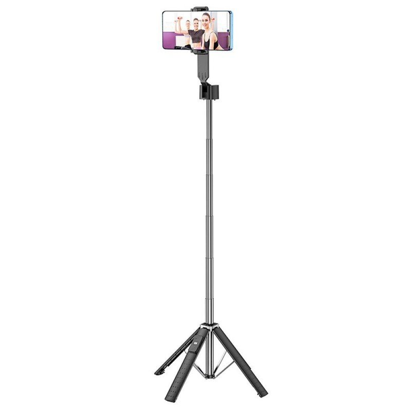 Universal selfie stick fourpod with bluetooth remote control Wave K18 Melns