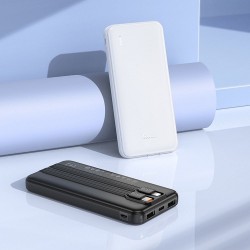 Universal Power Bank HOCO - 10 000mAh with cables Type C + Lightning 8-pin J118 Melns | mobilo.lv