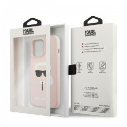 Karl Lagerfeld KLHCP13LSLKHLP iPhone 13 Pro / 13 6,1" jasnoróżowy/light pink hardcase Silicone Karl`s Head|mobilo.lv