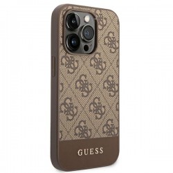 Guess GUHCP14LG4GLBR iPhone 14 Pro 6,1" brązowy/brown hard case 4G Stripe Collection|mobilo.lv
