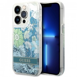 Guess GUHCP14LLFLSN iPhone 14 Pro 6.1" green/green hardcase Flower Liquid Glitter | mobilo.lv