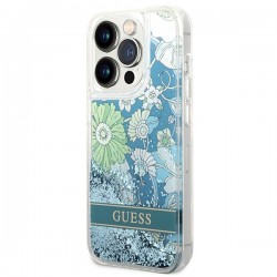 Guess GUHCP14LLFLSN iPhone 14 Pro 6,1" zielony/green hardcase Flower Liquid Glitter|mobilo.lv