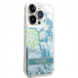 Guess GUHCP14LLFLSN iPhone 14 Pro 6,1" zielony/green hardcase Flower Liquid Glitter|mobilo.lv