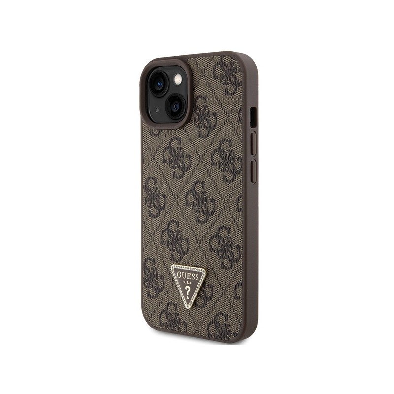 Guess GUHCP15SP4TDPW iPhone 15 / 14 / 13 6.1" brązowy/brown hardcase Leather 4G Triangle Strass|mobilo.lv