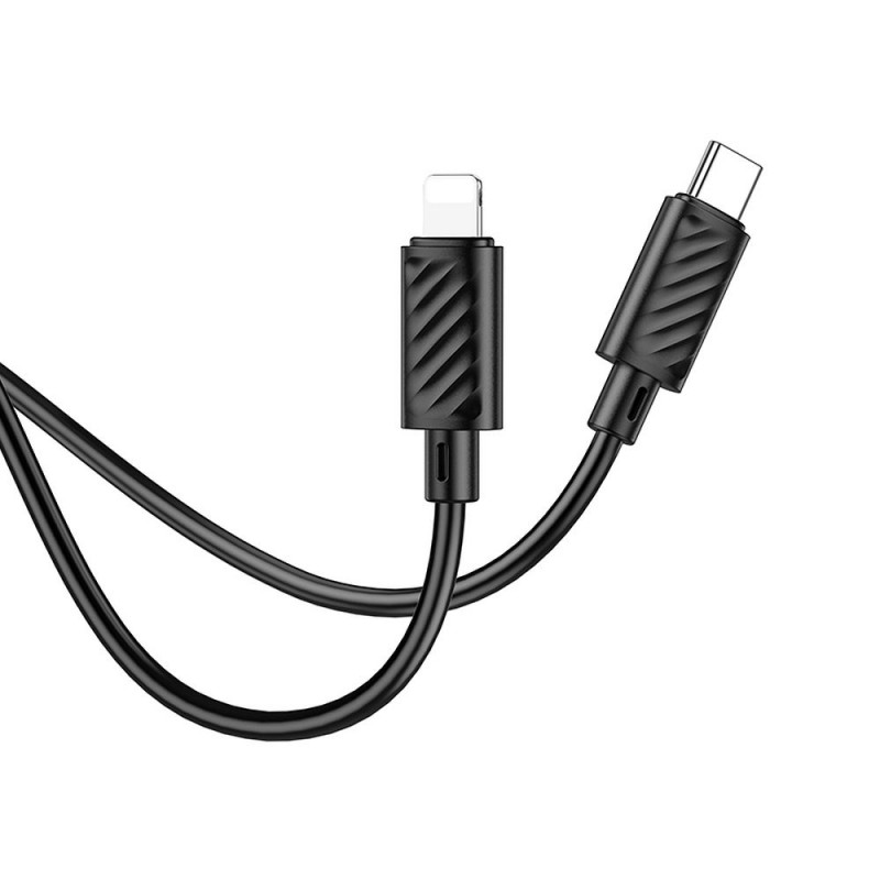 Universal cable Type C to iPhone Lightning 8-pin Power Delivery 20W Melns | mobilo.lv