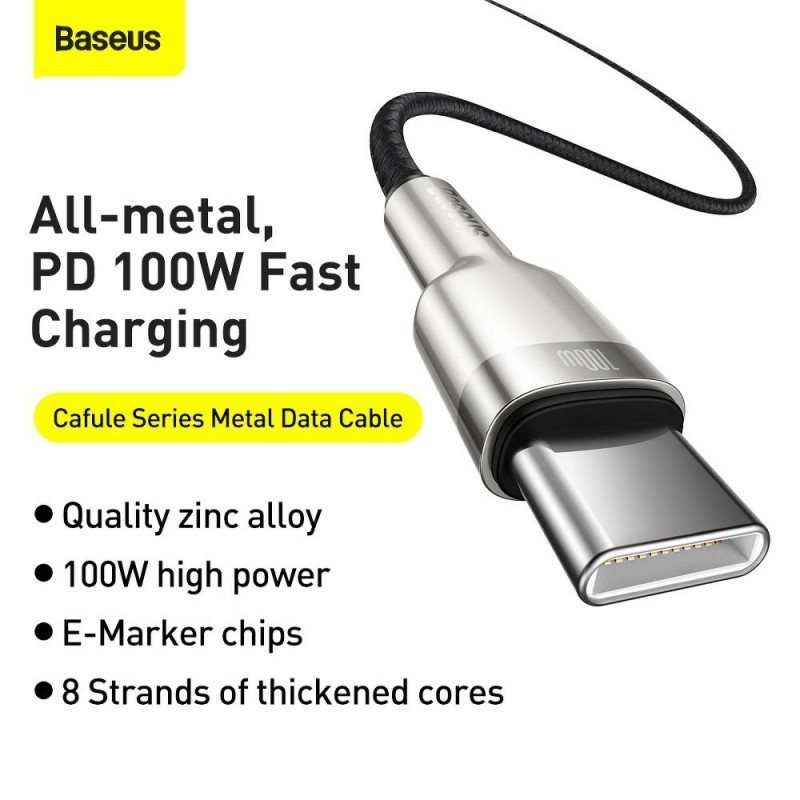 Universal cable Type C to Type C PD 5A 100W Cafule CATJK-D01 2 m Melns | mobilo.lv