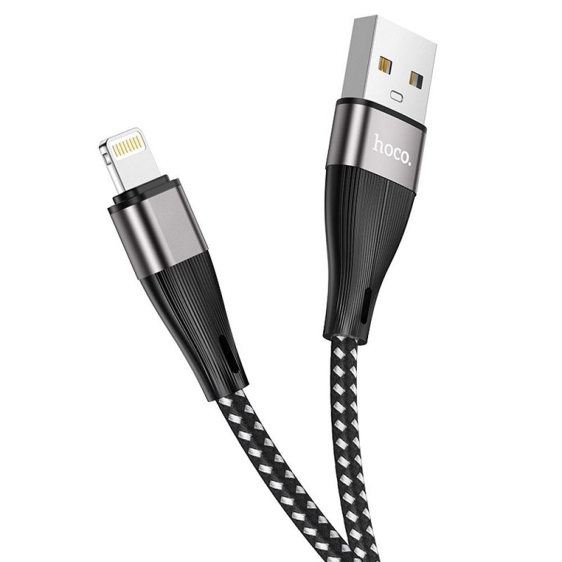 Universal USB to iPhone Lightning 8-pin 2,4A Melns | mobilo.lv