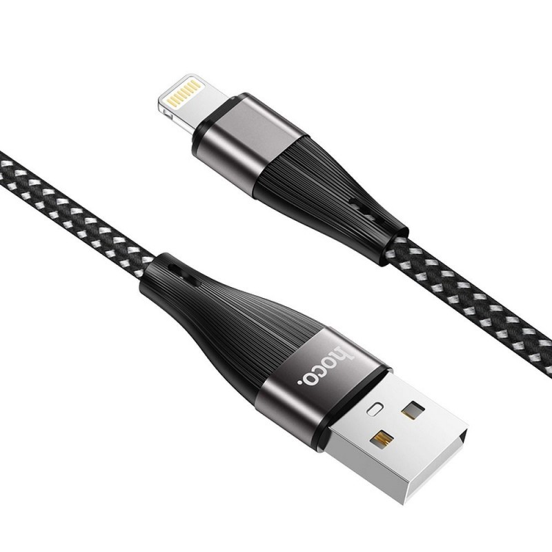 Universal USB to iPhone Lightning 8-pin 2,4A Melns | mobilo.lv